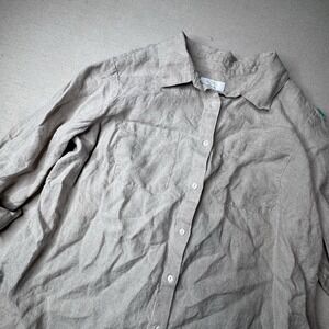 Charter Club Luxury Linen Women's Button Down Top Sz 1X Boho Coastal Minimalist